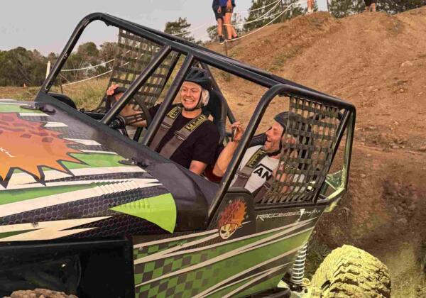 two men driving a 4x4 buggy at Ragged Edge in Geelong